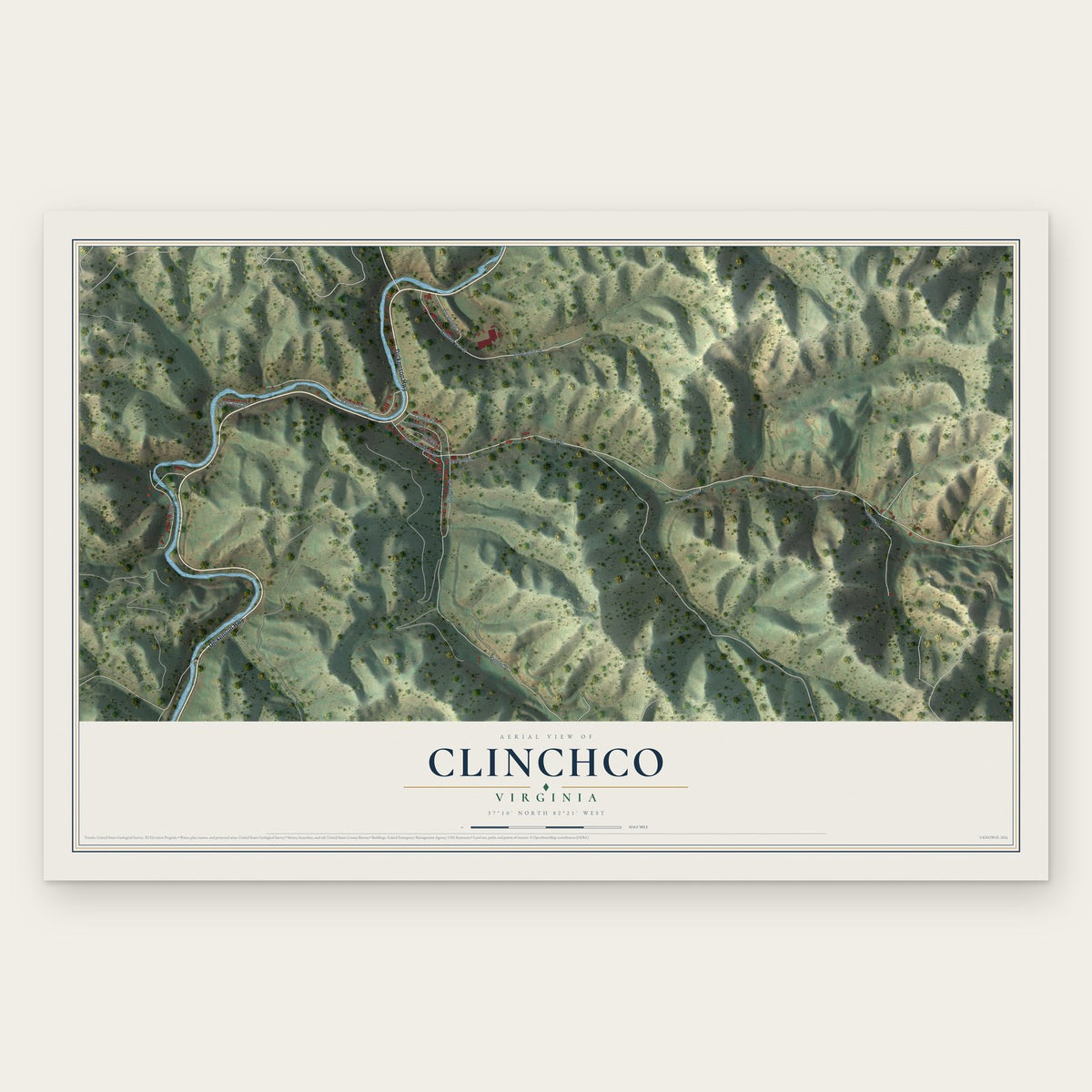 Clinchco, Virginia map print, the full design