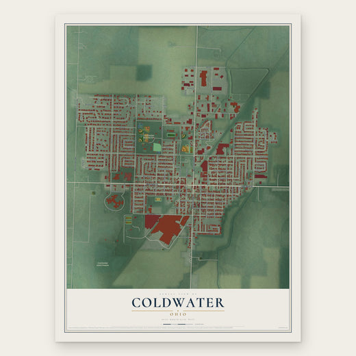 Coldwater, Ohio map print, the full design