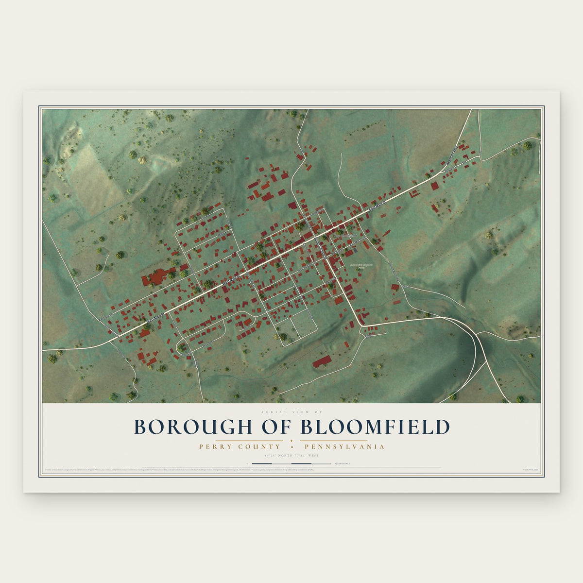 Borough of Bloomfield, Perry County, Pennsylvania map print, the full design