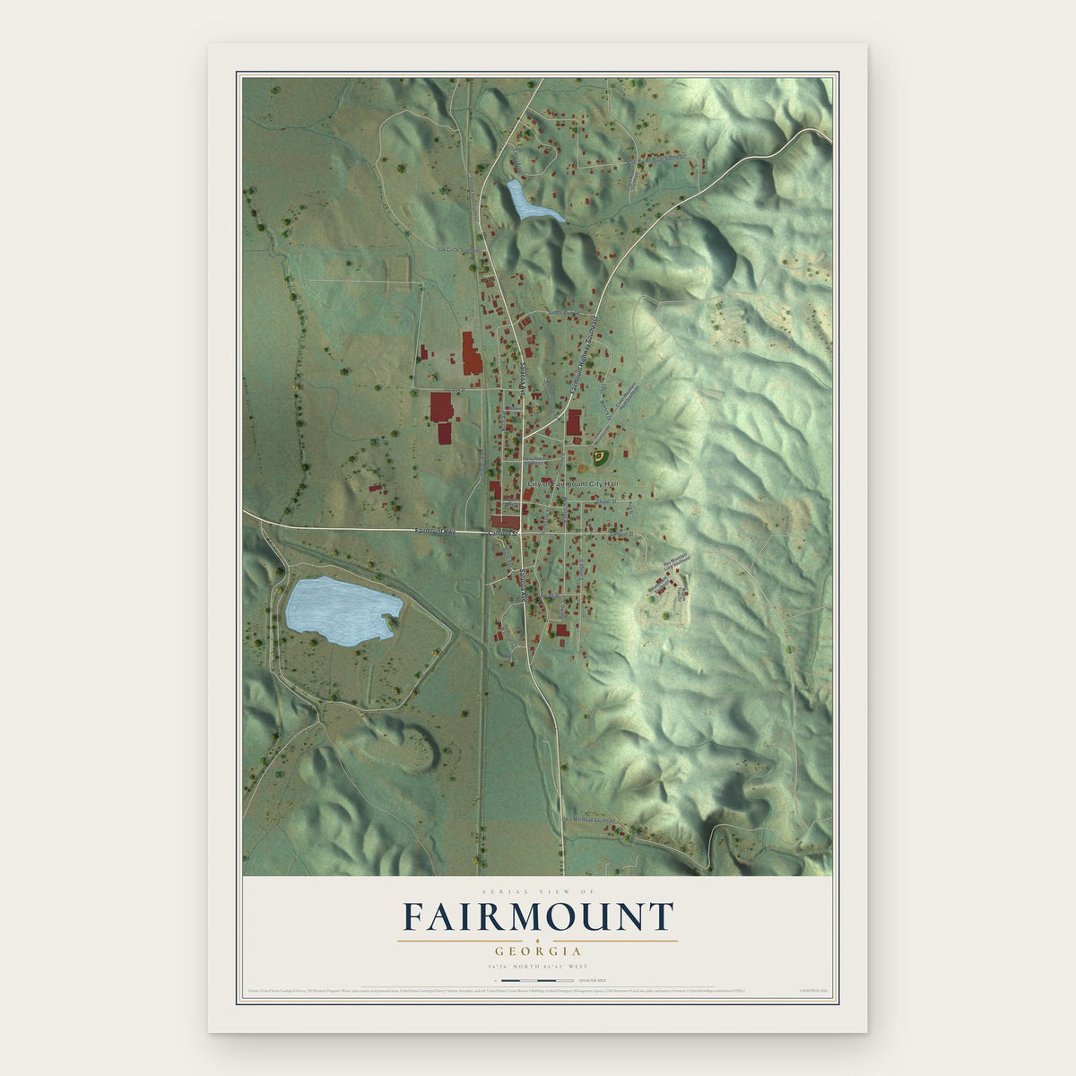 Fairmount, Georgia map print, the full design