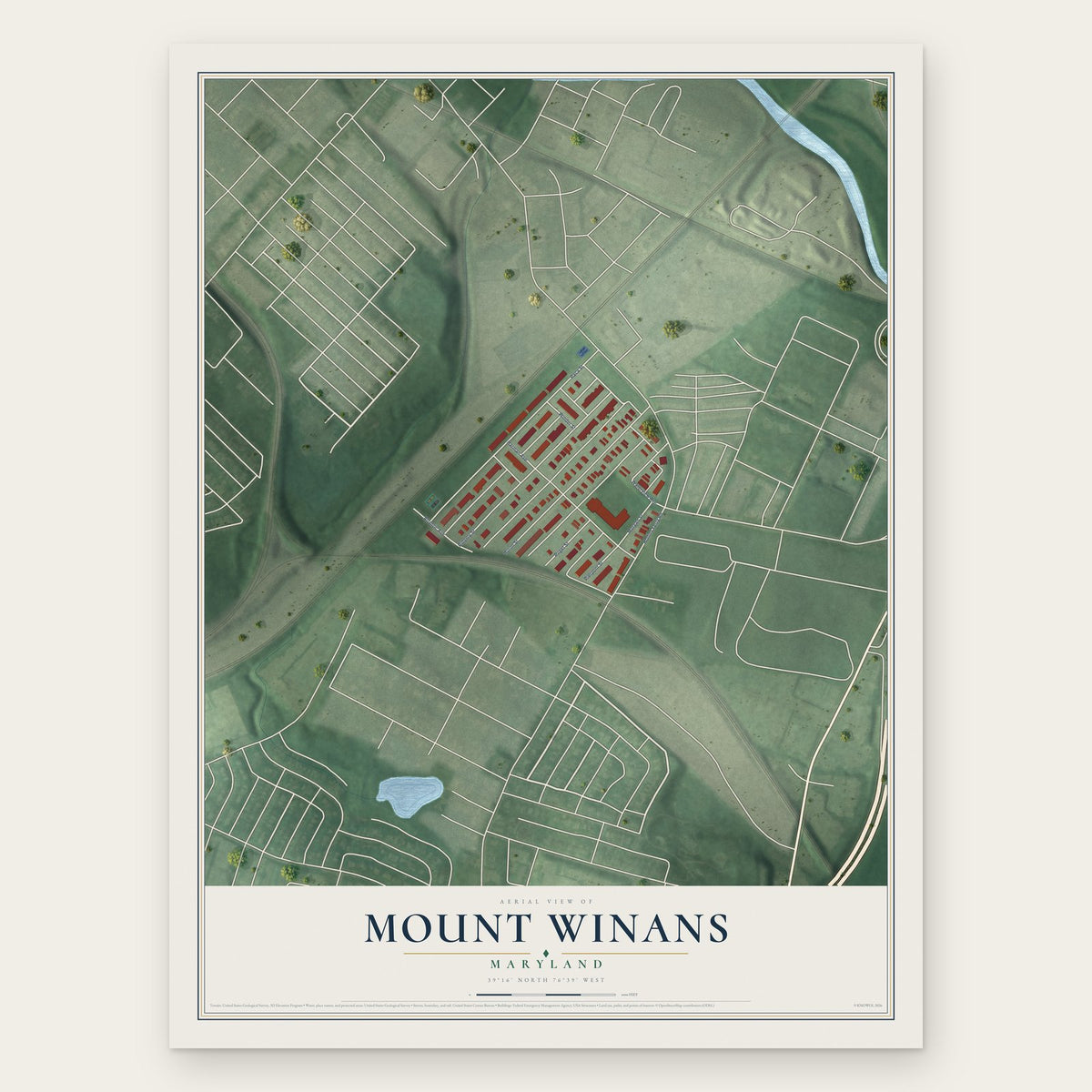 Mount Winans, Maryland map print, the full design