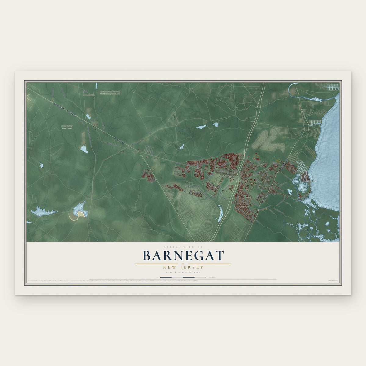 Barnegat, New Jersey map print, the full design