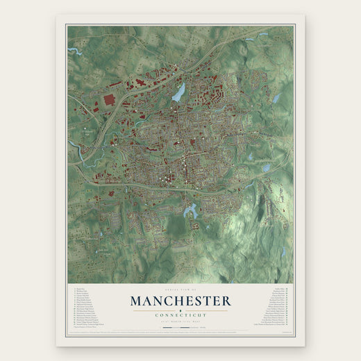 Manchester, Connecticut map print, the full design