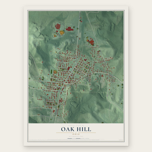 Oak Hill, Ohio map print, the full design
