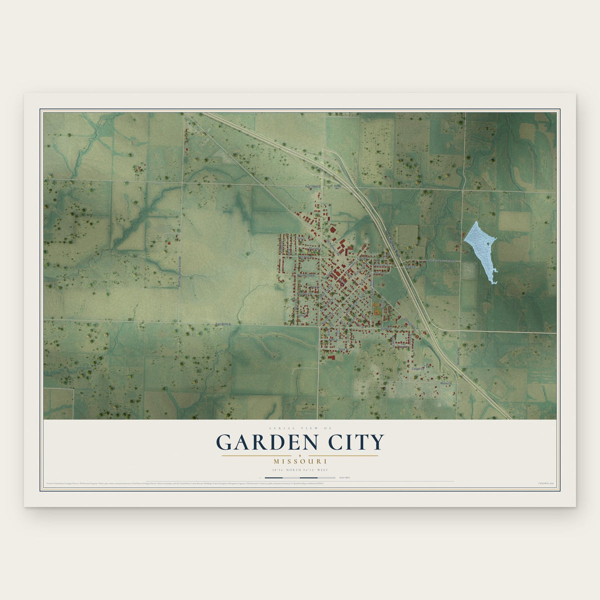 Garden City, Missouri map print, the full design