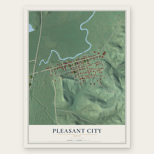Pleasant City, Ohio map print, the full design
