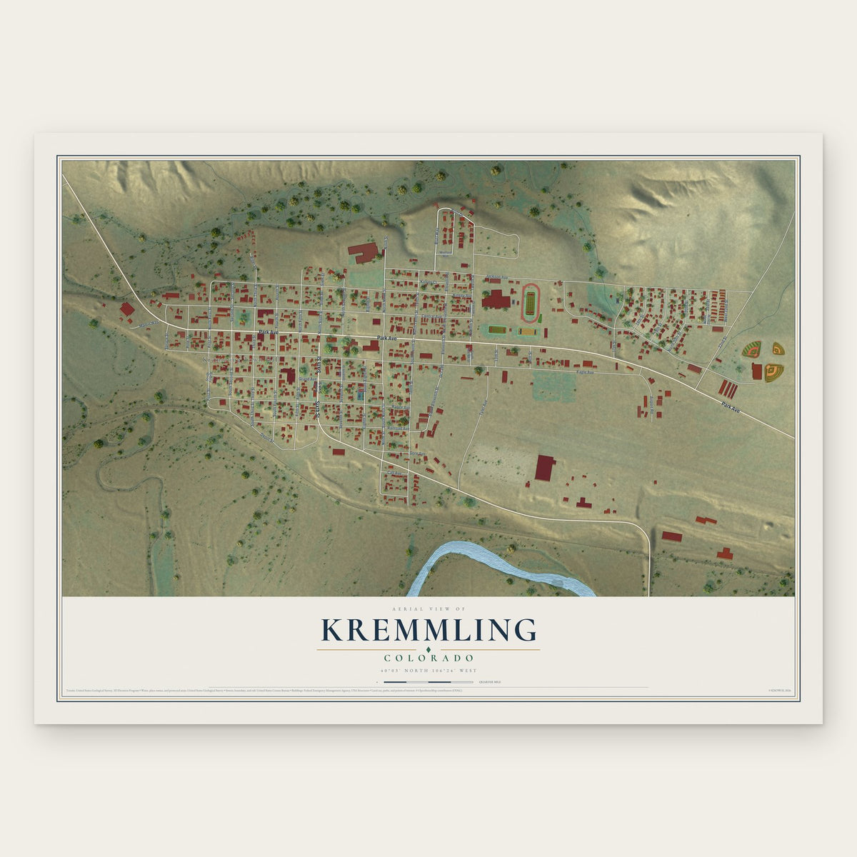 Kremmling, Colorado map print, the full design