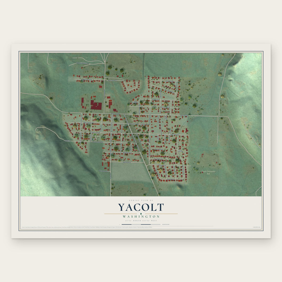 Yacolt, Washington map print, the full design