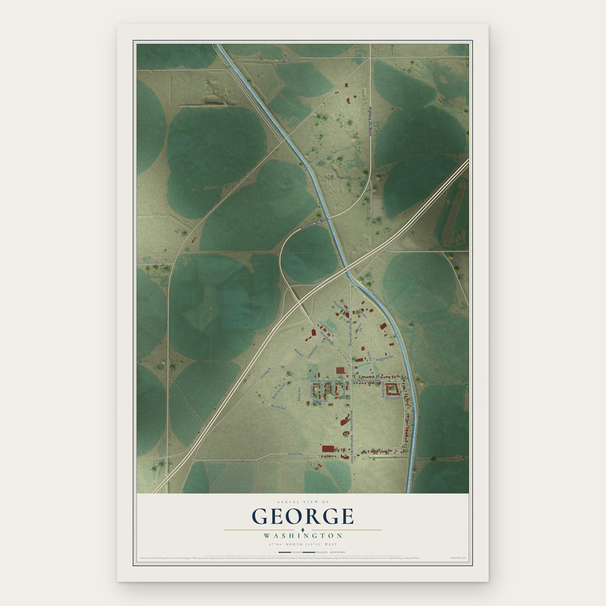 George, Washington map print, the full design