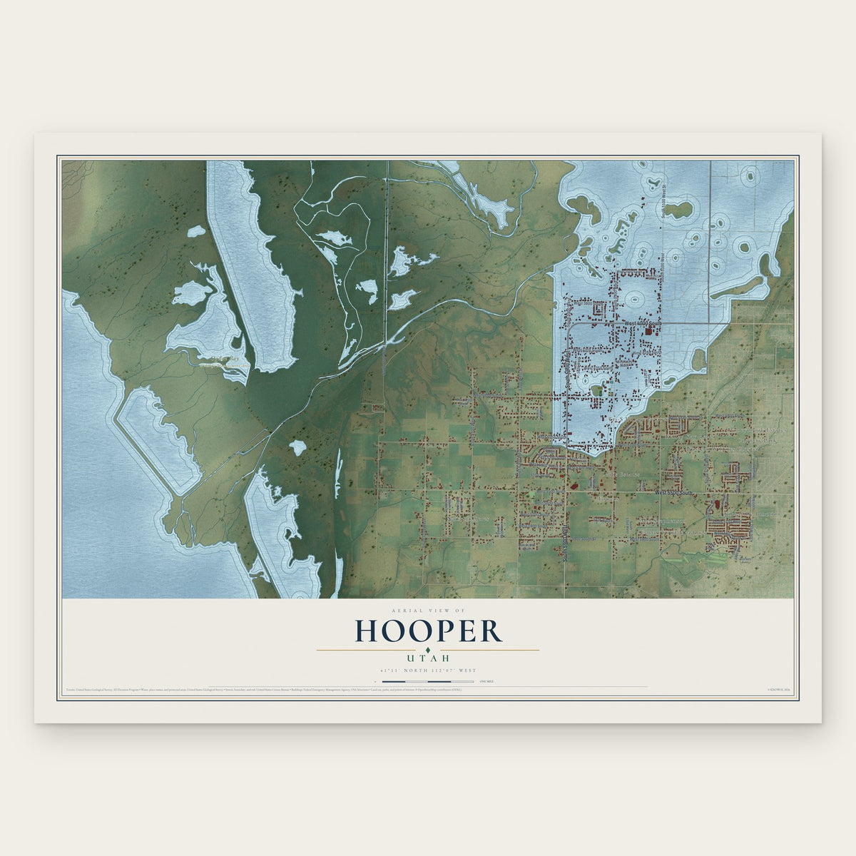 Hooper, Utah map print, the full design