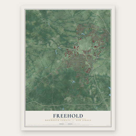 Freehold, Monmouth County, New Jersey map print, the full design