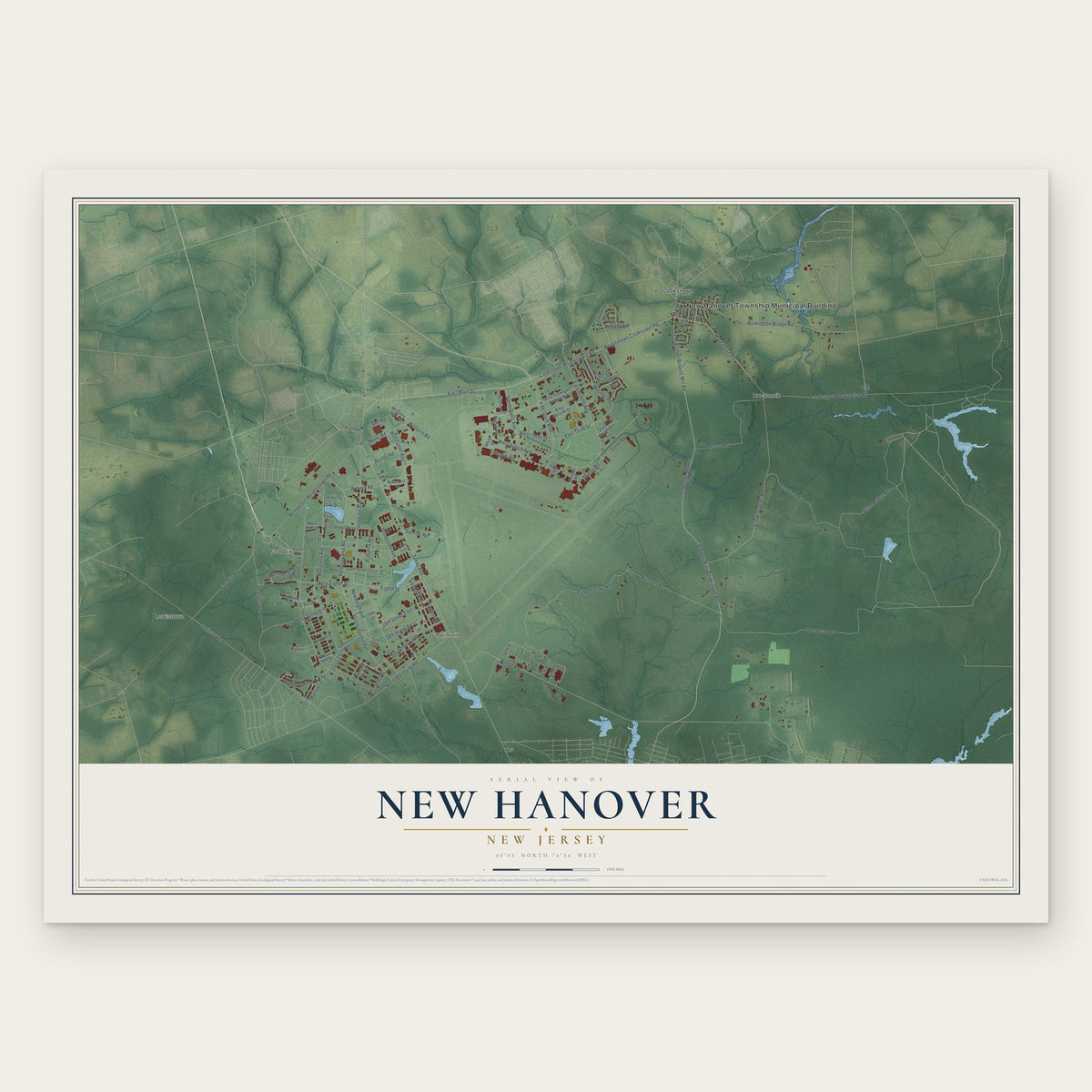 New Hanover, New Jersey map print, the full design