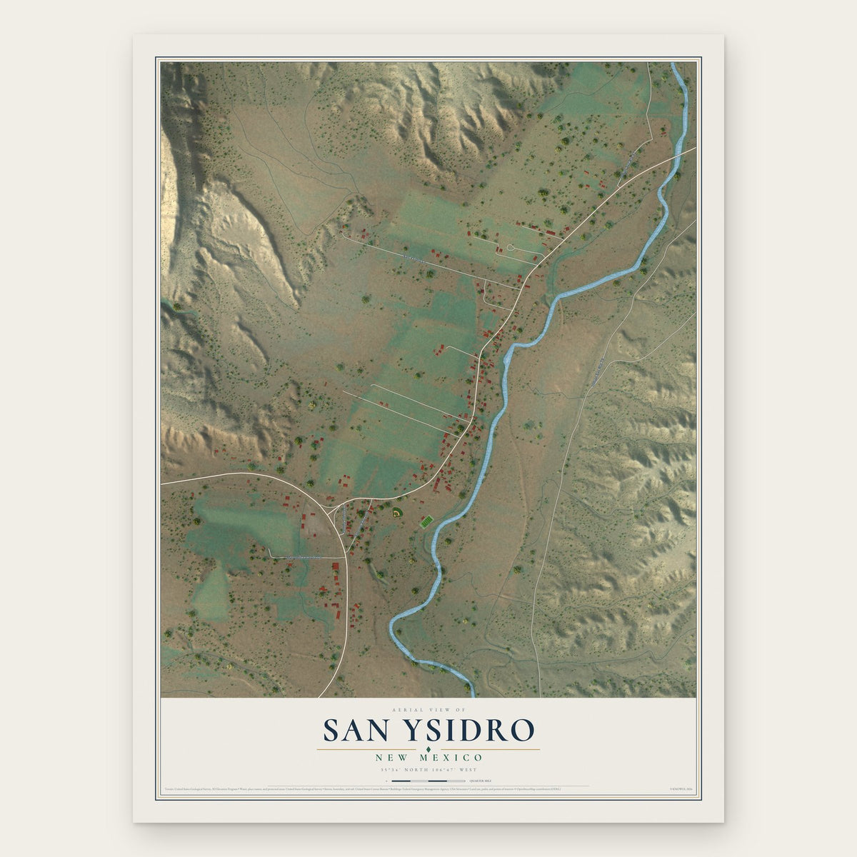 San Ysidro, New Mexico map print, the full design