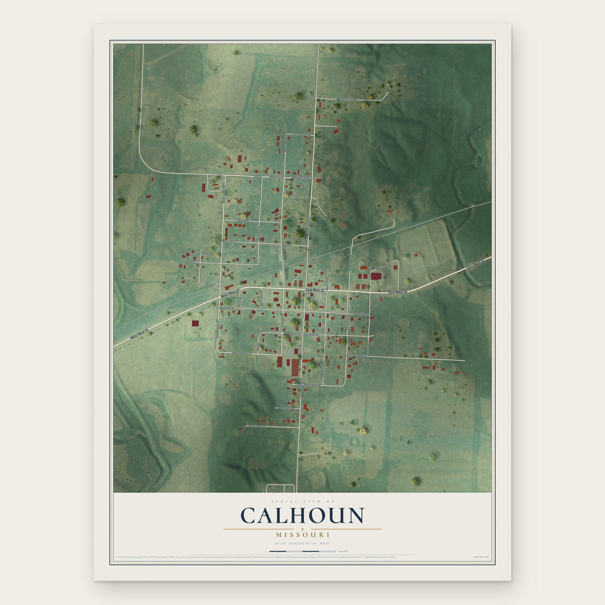 Calhoun, Missouri map print, the full design