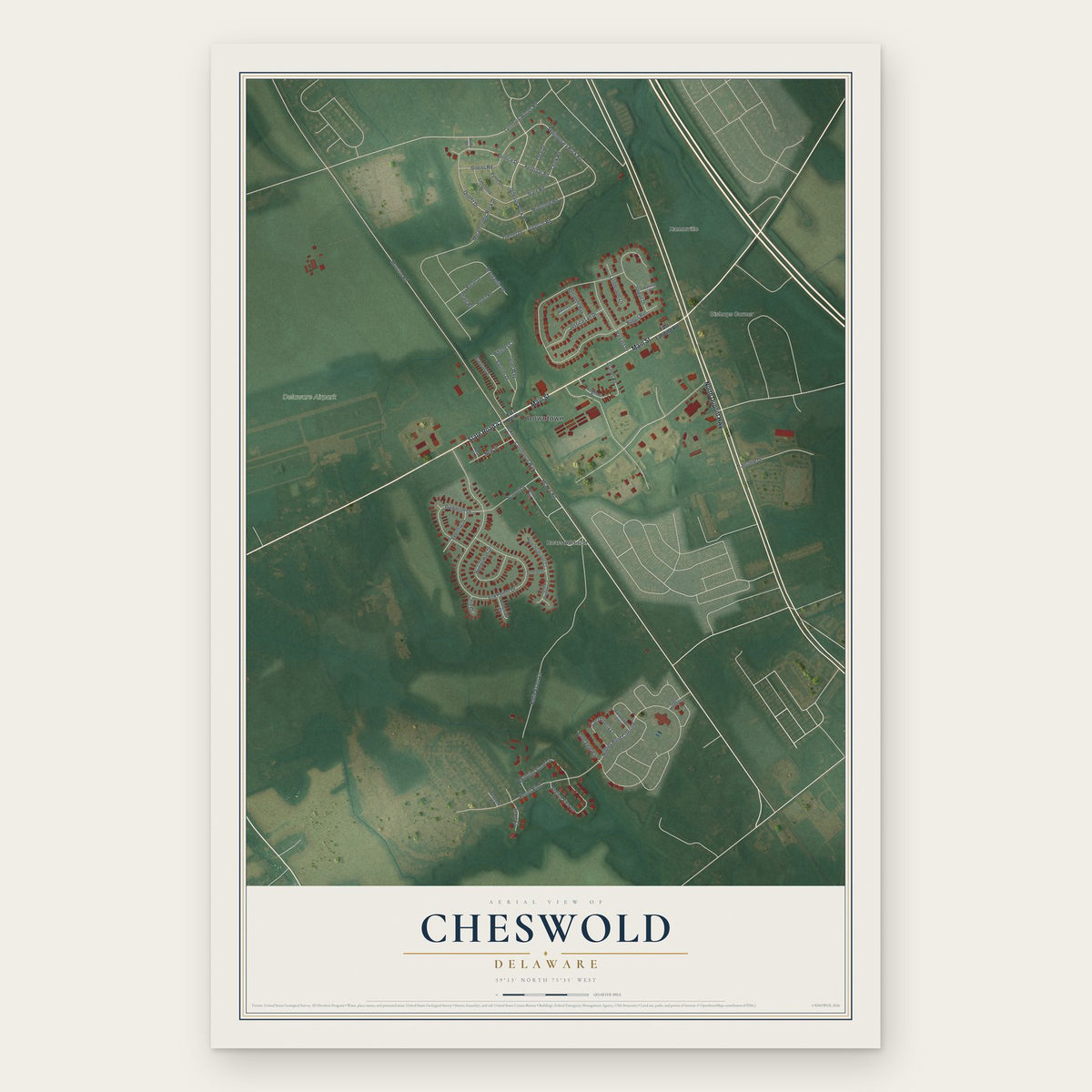 Cheswold, Delaware map print, the full design