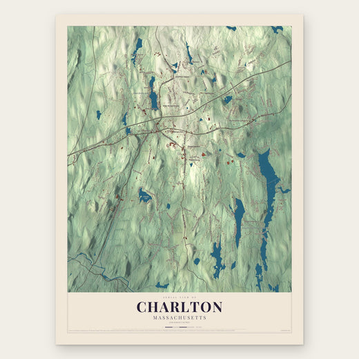 Charlton, Massachusetts map print, the full design