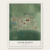 Cedar Bluffs, Nebraska map print, the full design