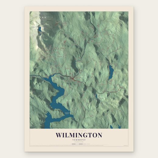 Wilmington, Vermont map print, the full design