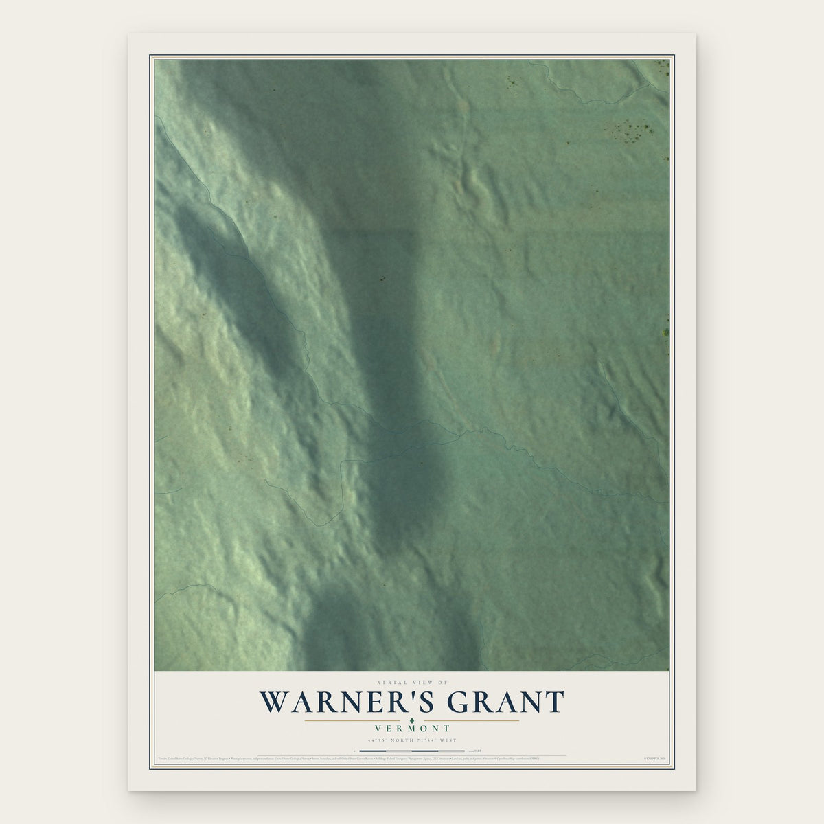 Warner's Grant, Vermont map print, the full design