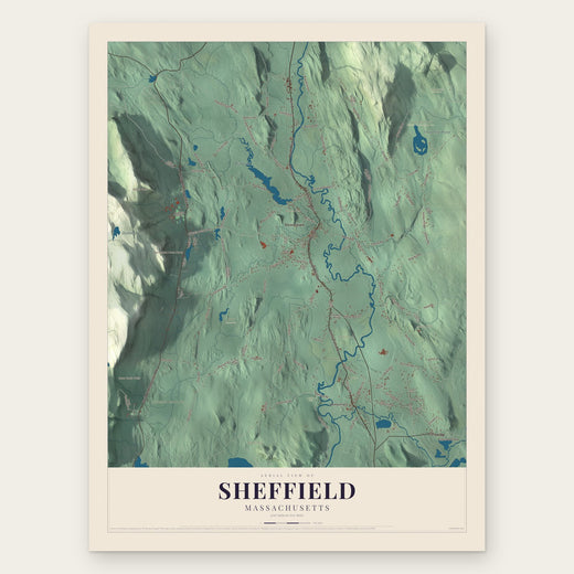 Sheffield, Massachusetts map print, the full design