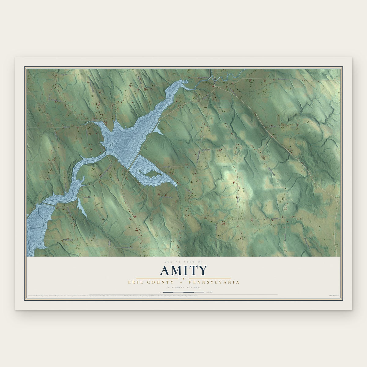 Amity, Erie County, Pennsylvania map print, the full design
