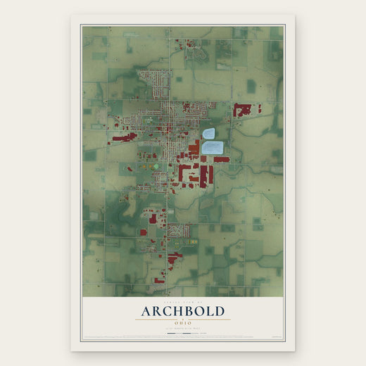 Archbold, Ohio map print, the full design