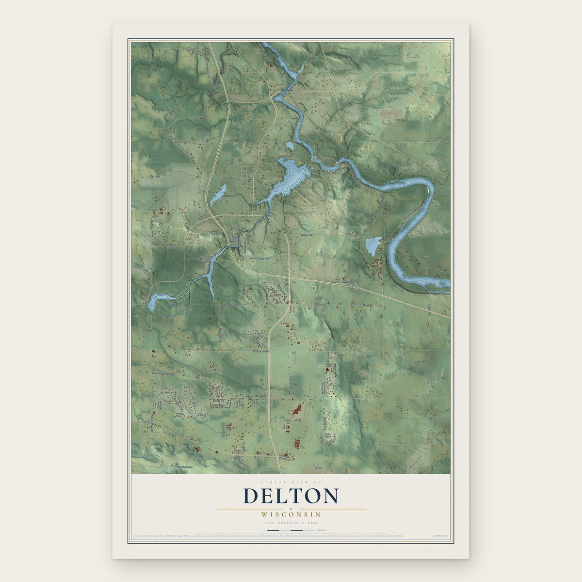 Delton, Wisconsin map print, the full design