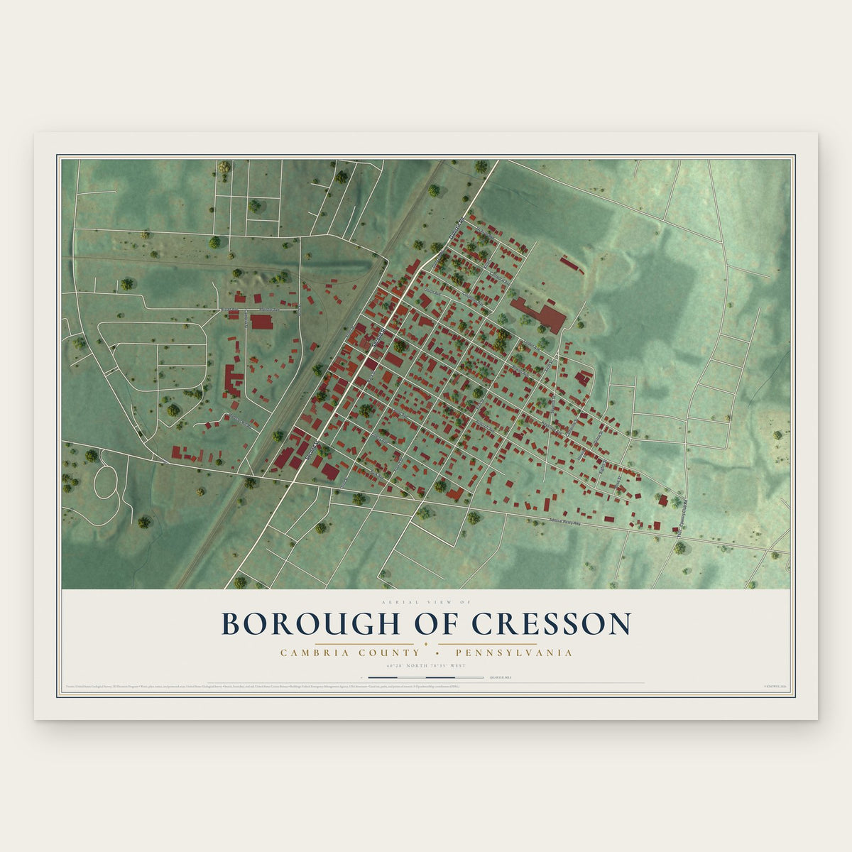 Borough of Cresson, Cambria County, Pennsylvania map print, the full design