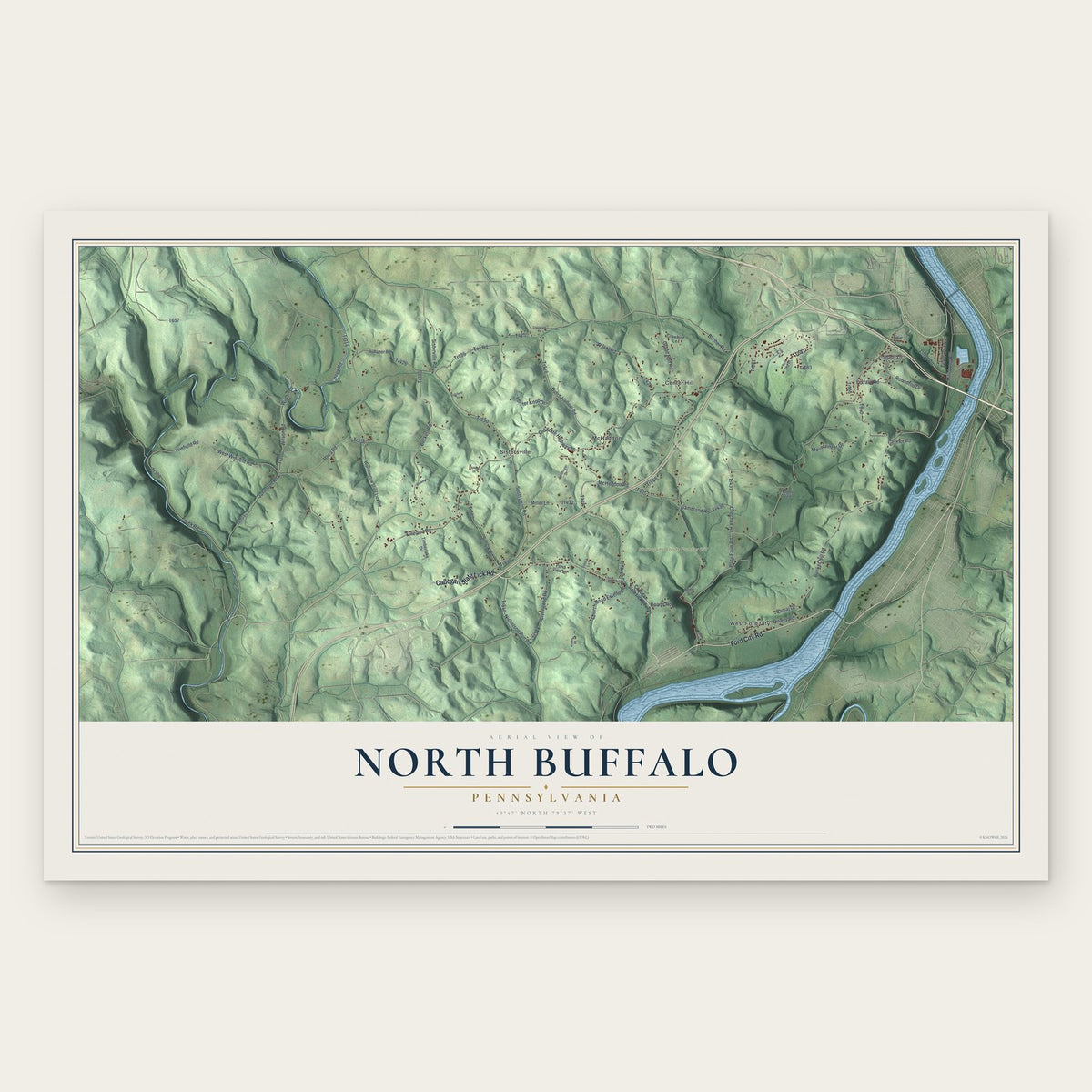 North Buffalo, Pennsylvania map print, the full design