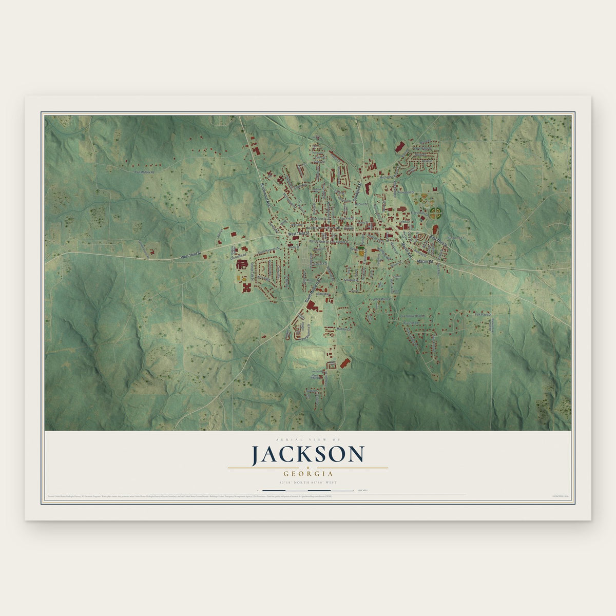 Jackson, Georgia map print, the full design