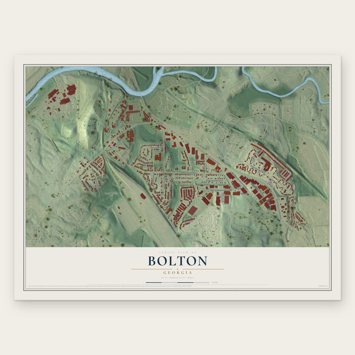 Bolton, Georgia map print, the full design