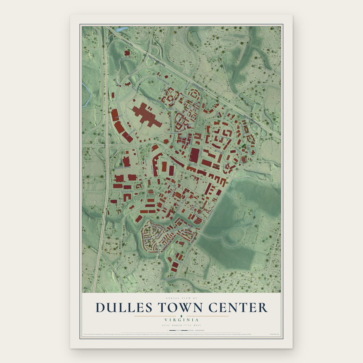 Dulles Town Center, Virginia map print, the full design