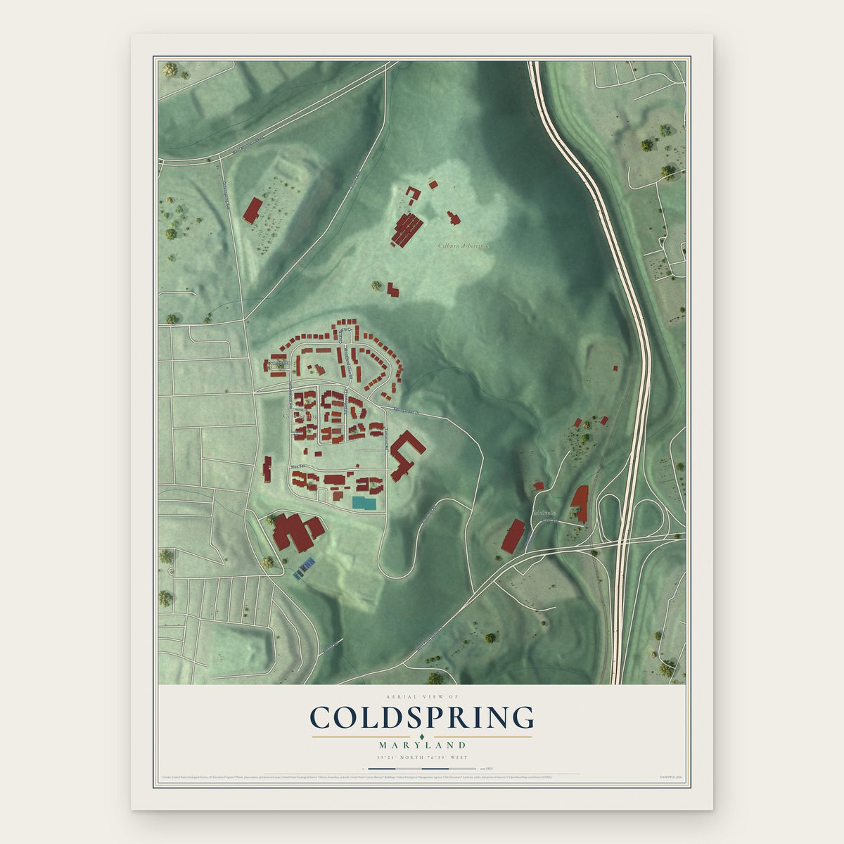 Coldspring, Maryland map print, the full design