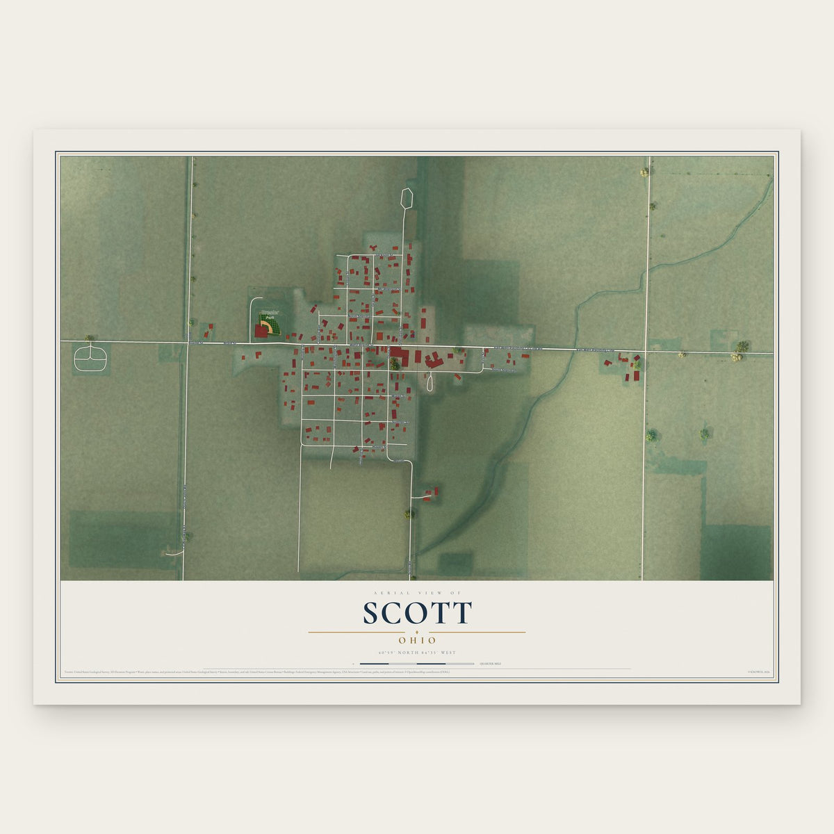 Scott, Ohio map print, the full design