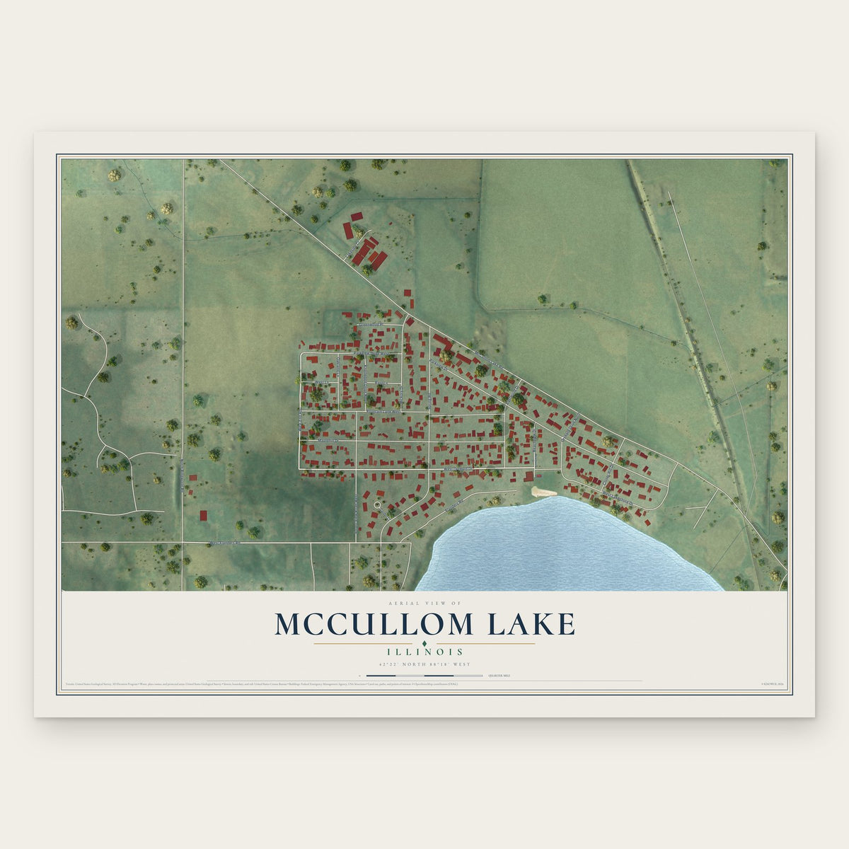 McCullom Lake, Illinois map print, the full design