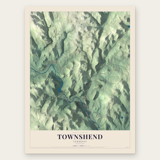 Townshend, Vermont map print, the full design