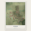 Fisher, Illinois map print, the full design