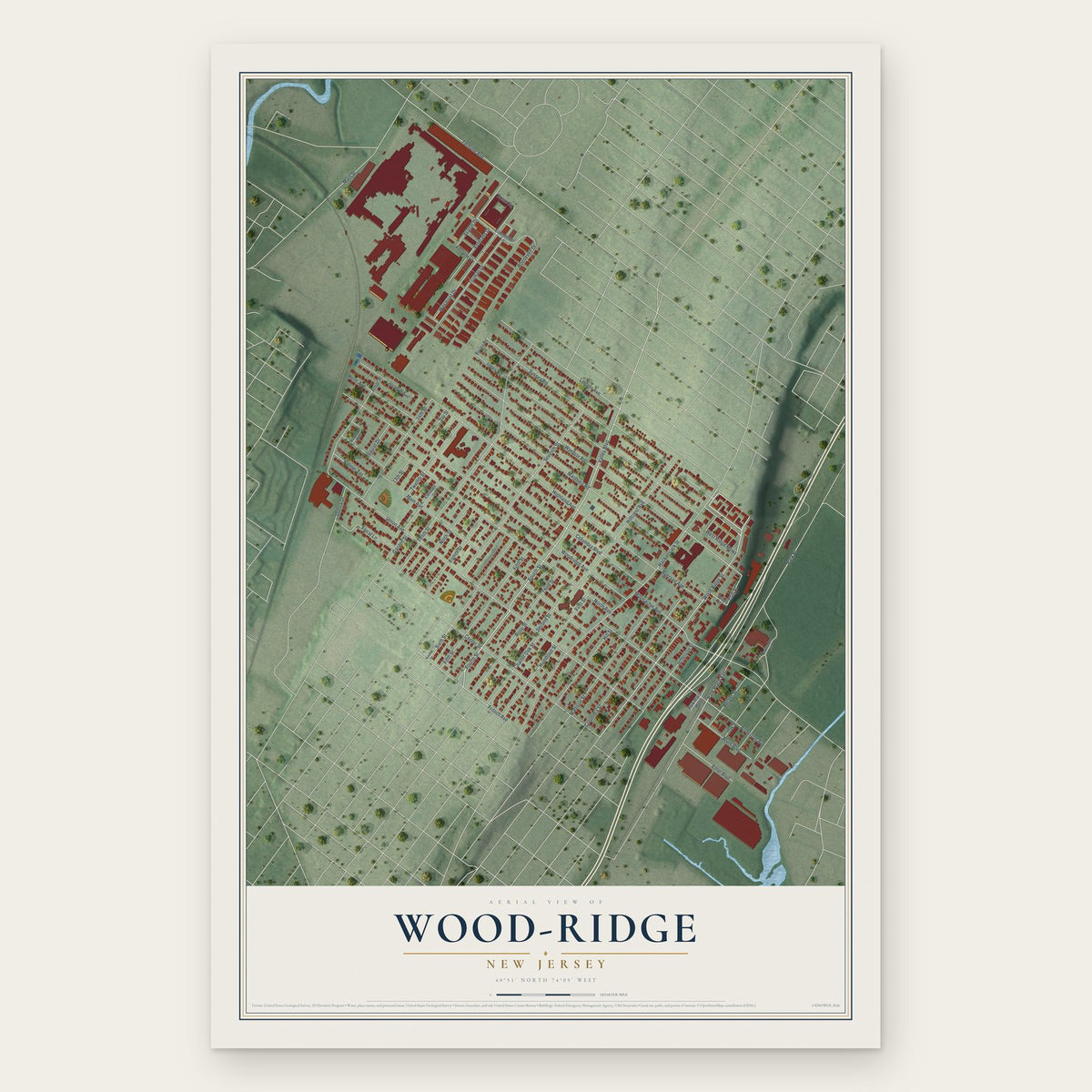 Wood-Ridge, New Jersey map print, the full design