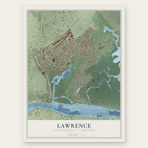 Lawrence, Nassau County, New York map print, the full design