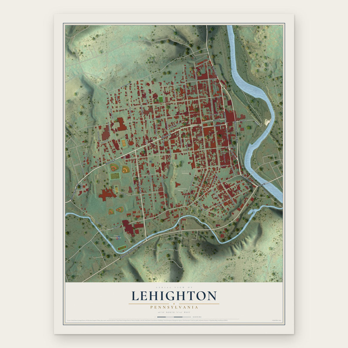 Lehighton, Pennsylvania map print, the full design