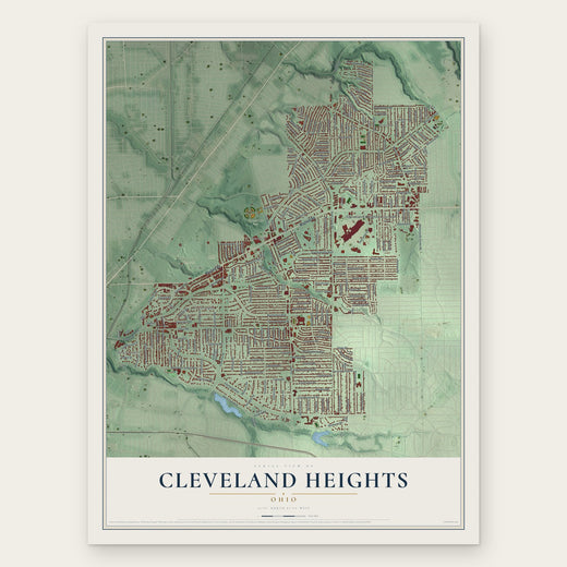 Cleveland Heights, Ohio map print, the full design