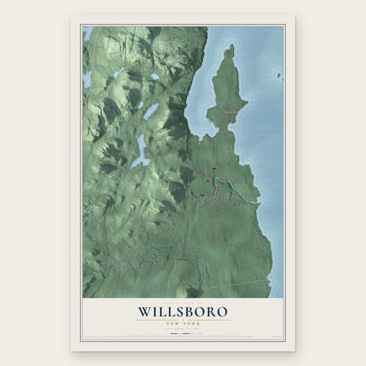 Willsboro, New York map print, the full design