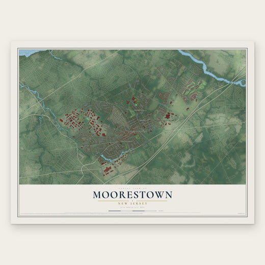 Moorestown, New Jersey map print, the full design