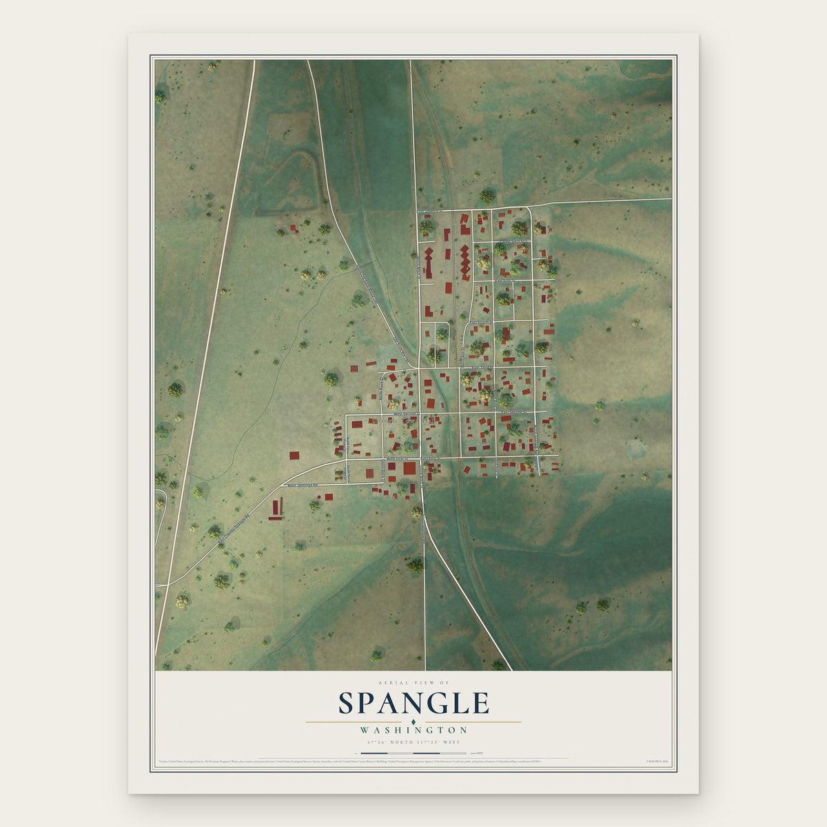 Spangle, Washington map print, the full design