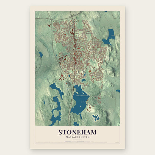 Stoneham, Massachusetts map print, the full design