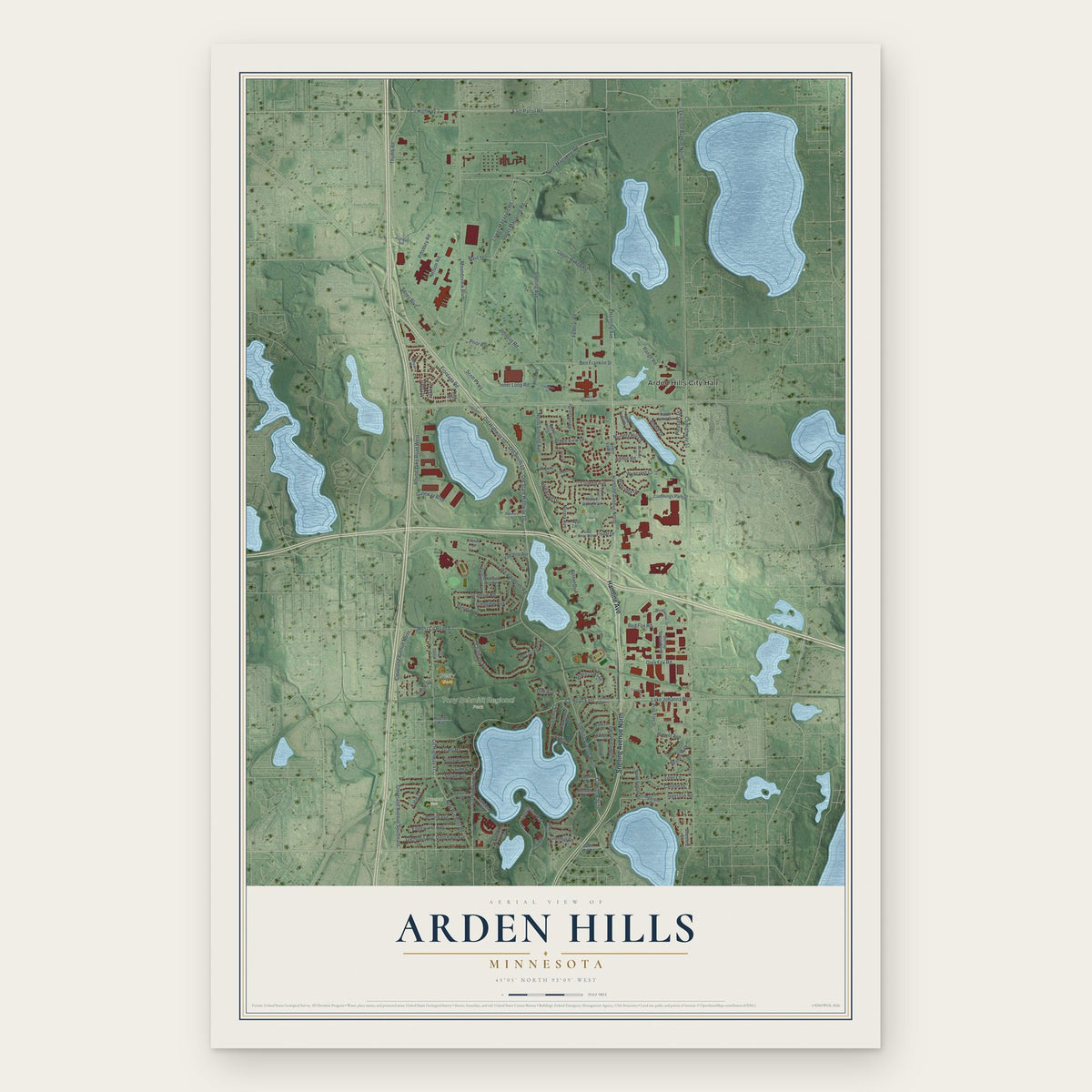 Arden Hills, Minnesota map print, the full design