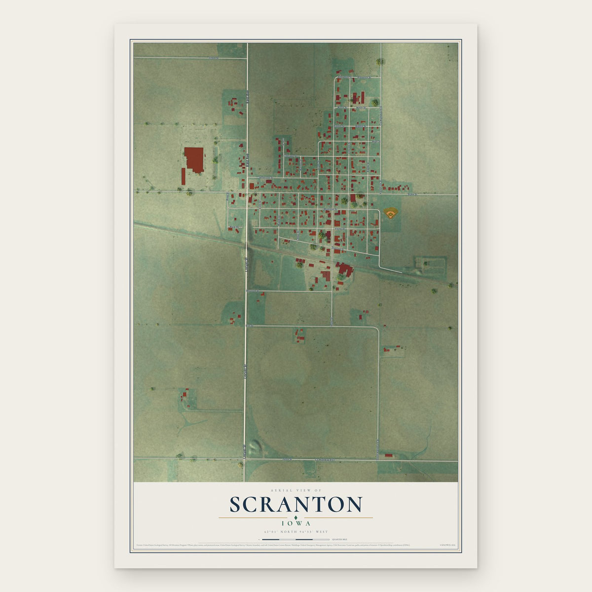 Scranton, Iowa map print, the full design