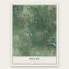 Huron, Wayne County, Michigan map print, the full design