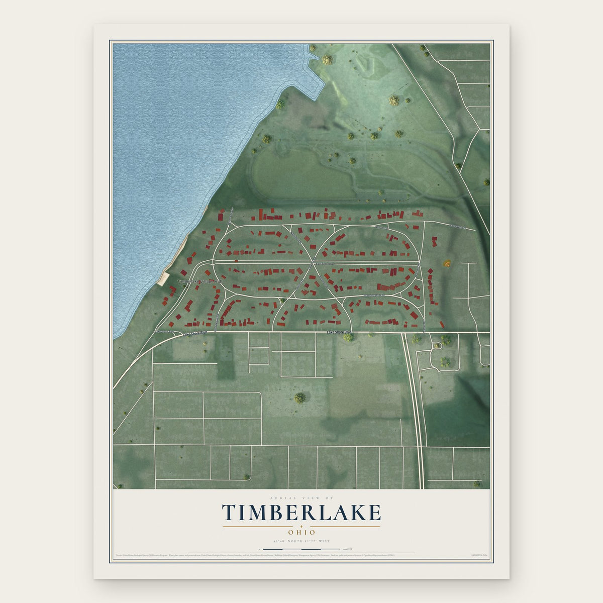Timberlake, Ohio map print, the full design