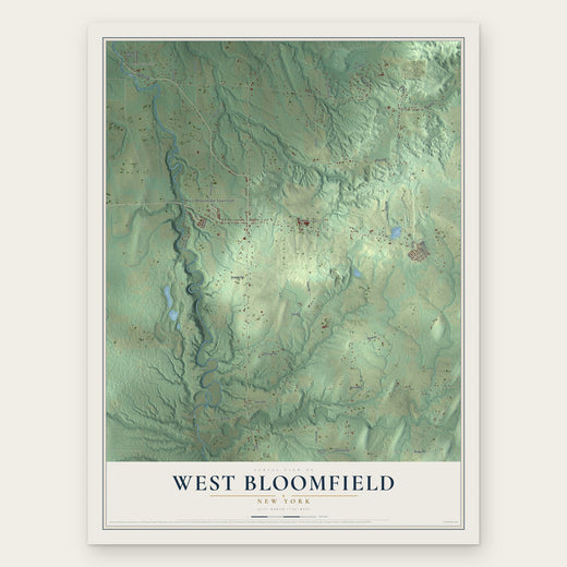 West Bloomfield, New York map print, the full design